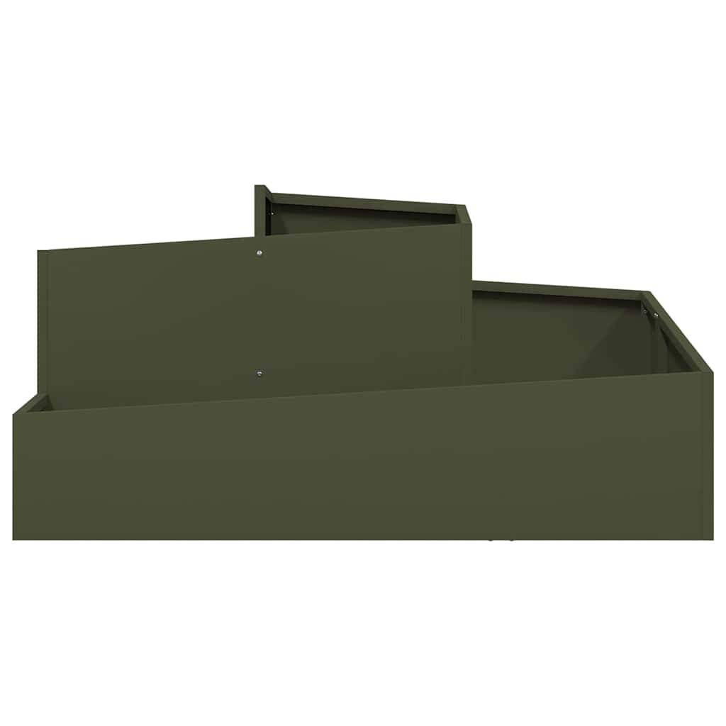 Cache-pot de jardin acier vert olive 100 x 100 x 50 cm - PANGIVO - Image 5