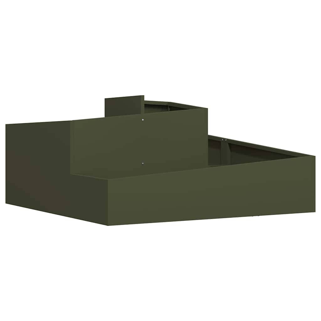 Cache-pot de jardin acier vert olive 100 x 100 x 50 cm - PANGIVO - Image 2