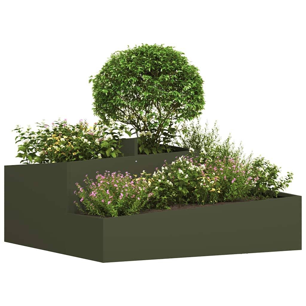 Cache-pot de jardin acier vert olive 100 x 100 x 50 cm - PANGIVO - Image 3