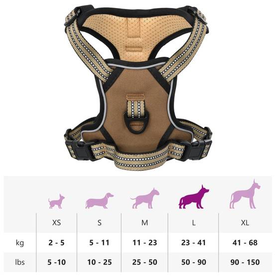 Kit Harnais Chien Anti-Traction Polyester Réglable avec Laisse et Collier Marron L – ComfortXL Pet Living - Image 10