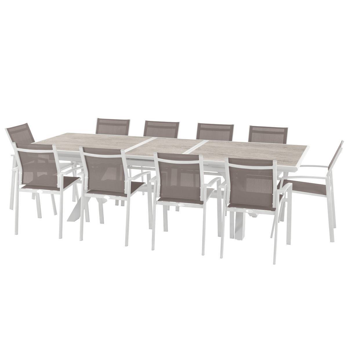 Hesperide - Table de jardin extensible "Axiome" sépia & blanc 10 places en aluminium traité époxy Hespéride - Imagen 4