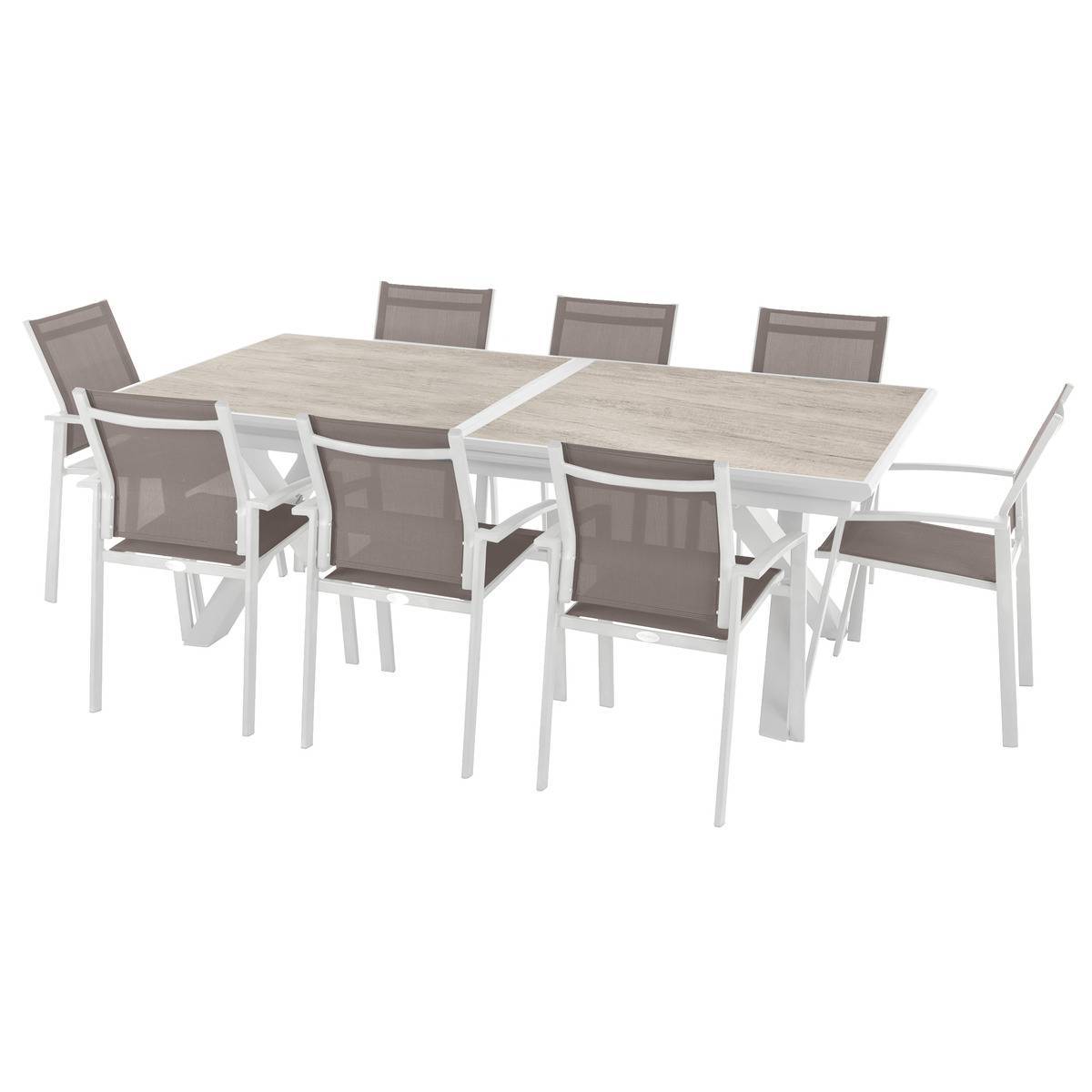 Hesperide - Table de jardin extensible "Axiome" sépia & blanc 10 places en aluminium traité époxy Hespéride - Imagen 5