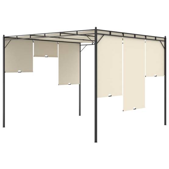 Pergola Jardin - Tonnelle - Belvédère de jardin avec rideau latéral 3x3x2,25 m Crème - Image 6