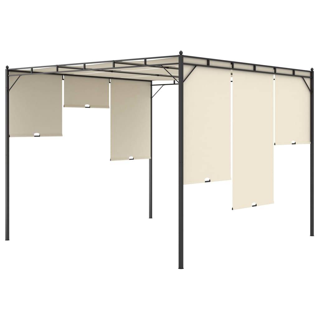 Pergola Jardin - Tonnelle - Belvédère de jardin avec rideau latéral 3x3x2,25 m Crème - Image 6