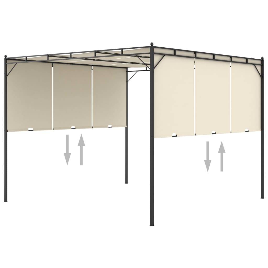 Pergola Jardin - Tonnelle - Belvédère de jardin avec rideau latéral 3x3x2,25 m Crème - Image 5