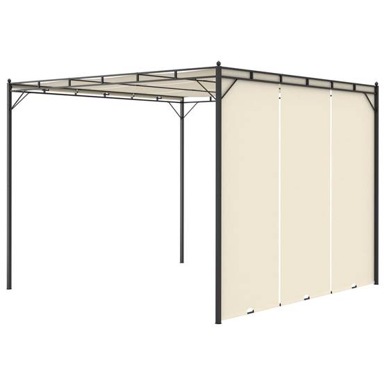 Pergola Jardin - Tonnelle - Belvédère de jardin avec rideau latéral 3x3x2,25 m Crème - Image 4