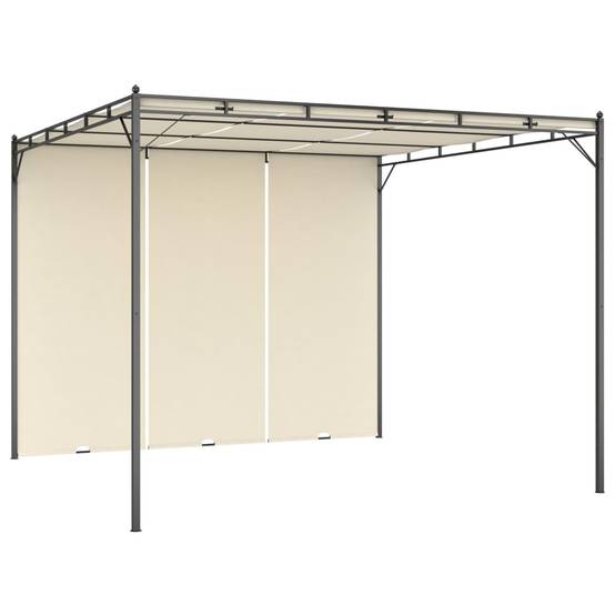 Pergola Jardin - Tonnelle - Belvédère de jardin avec rideau latéral 3x3x2,25 m Crème - Image 2
