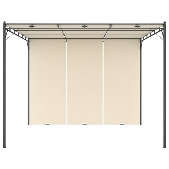 Pergola Jardin - Tonnelle - Belvédère de jardin avec rideau latéral 3x3x2,25 m Crème - Image 1