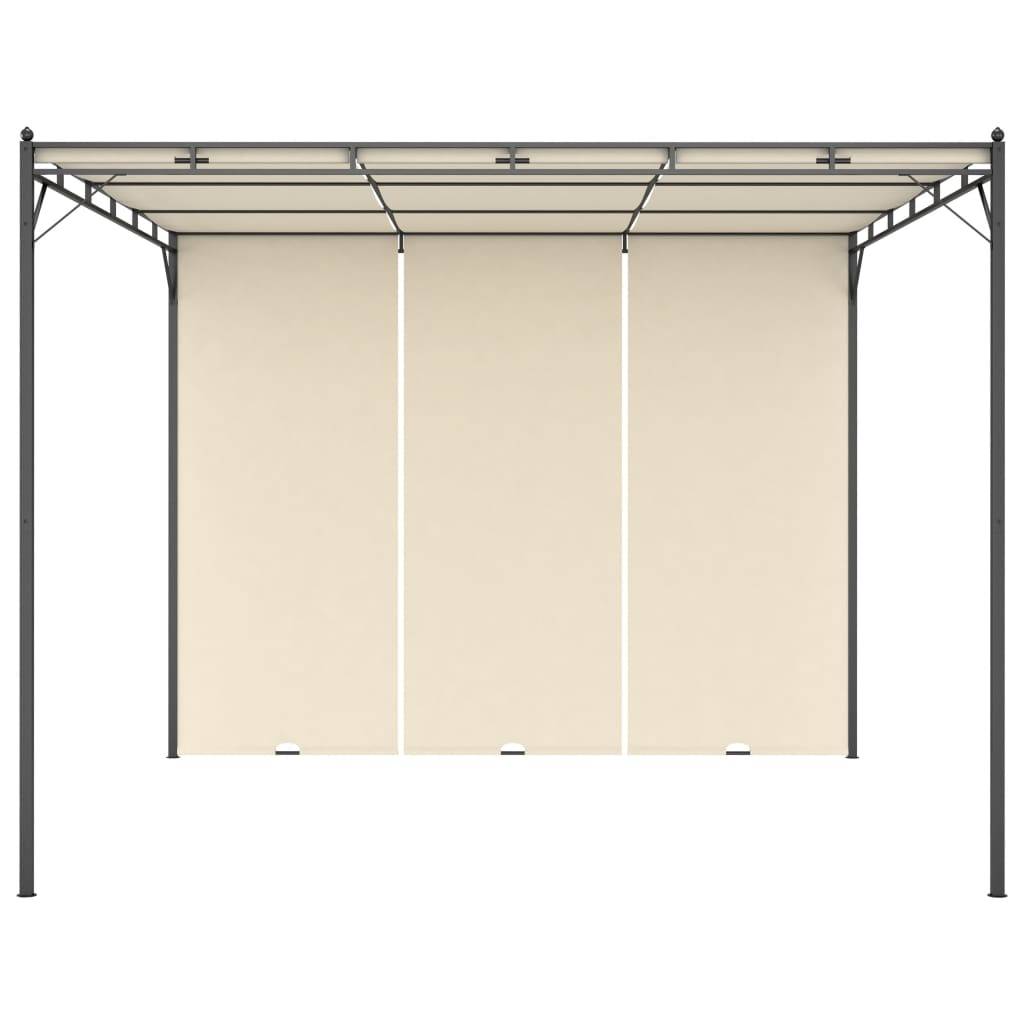 Pergola Jardin - Tonnelle - Belvédère de jardin avec rideau latéral 3x3x2,25 m Crème - Image 1