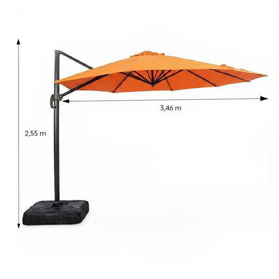 Parasol octogonal 350cm déporté orange en aluminium CASTILLO - Image 3