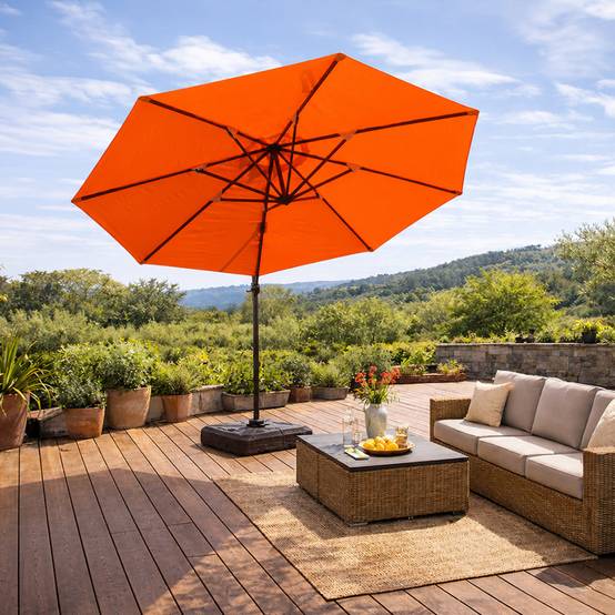 Parasol octogonal 350cm déporté orange en aluminium CASTILLO - Image 5