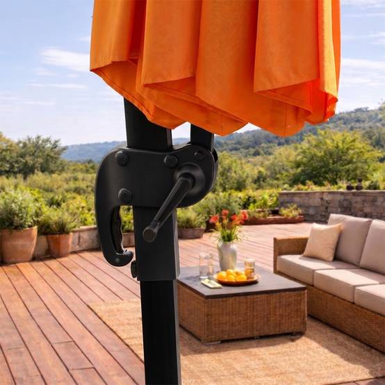 Parasol octogonal 350cm déporté orange en aluminium CASTILLO - Image 6