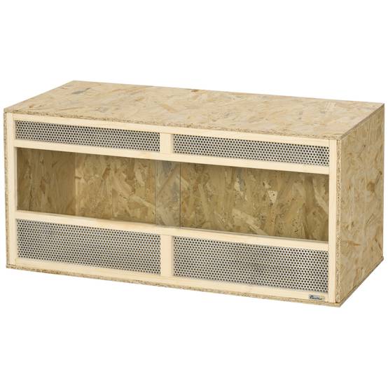 Terrarium en bois OSB pour reptiles avec porte coulissante en verre - 100 x 47 x 47 cm naturel - Image 2