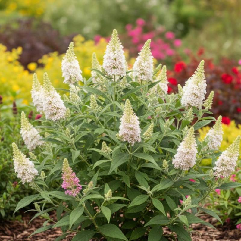 Arbre aux papillons Butterfly Candy® Little White 'BotEx003', Buddleia à fleurs Blanche - feuillage Caduc - Pot de 4L - 20/40 cm-  hauteur à maturité - Image 3