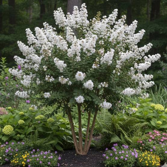 Lilas des Indes Papillons Blancs, Lagerstroemia à fleurs Rose - feuillage Caduc - Pot de 15 L - 100/120 cm- hauteur à maturité De 1,00 m à 1,50 m - Image 4