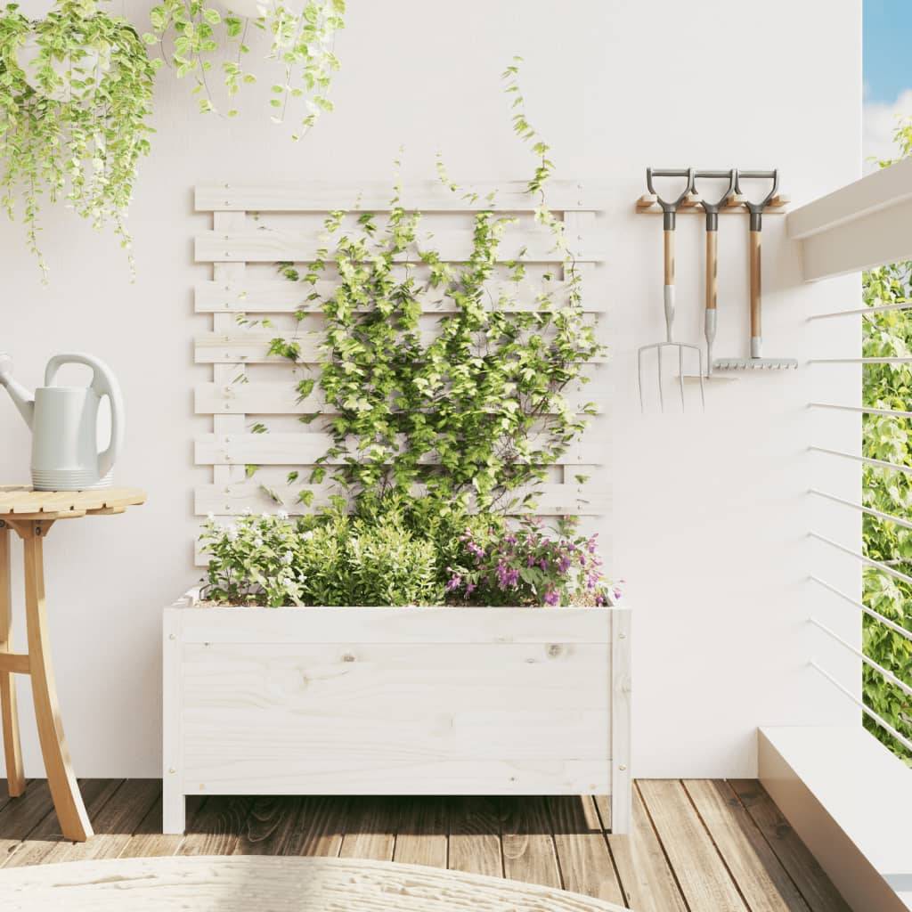 Maison Chic - Jardinière - Pot De Fleurs avec support blanc 79x39,5x114 cm bois de pin massif - Imagen 2