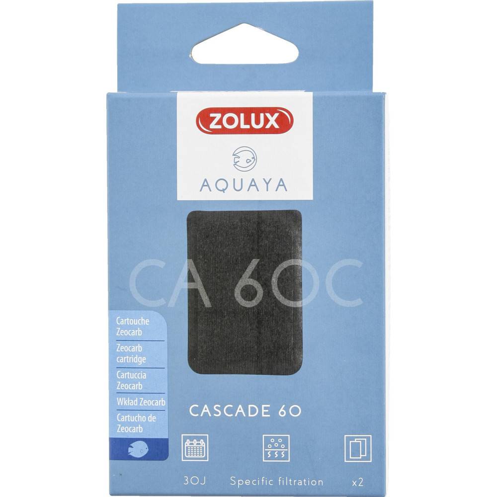 Zolux - Filtre pour pompe cascade 60, filtre CA 60 C cartouche zeocarb x 2 pour aquarium. - Image 1