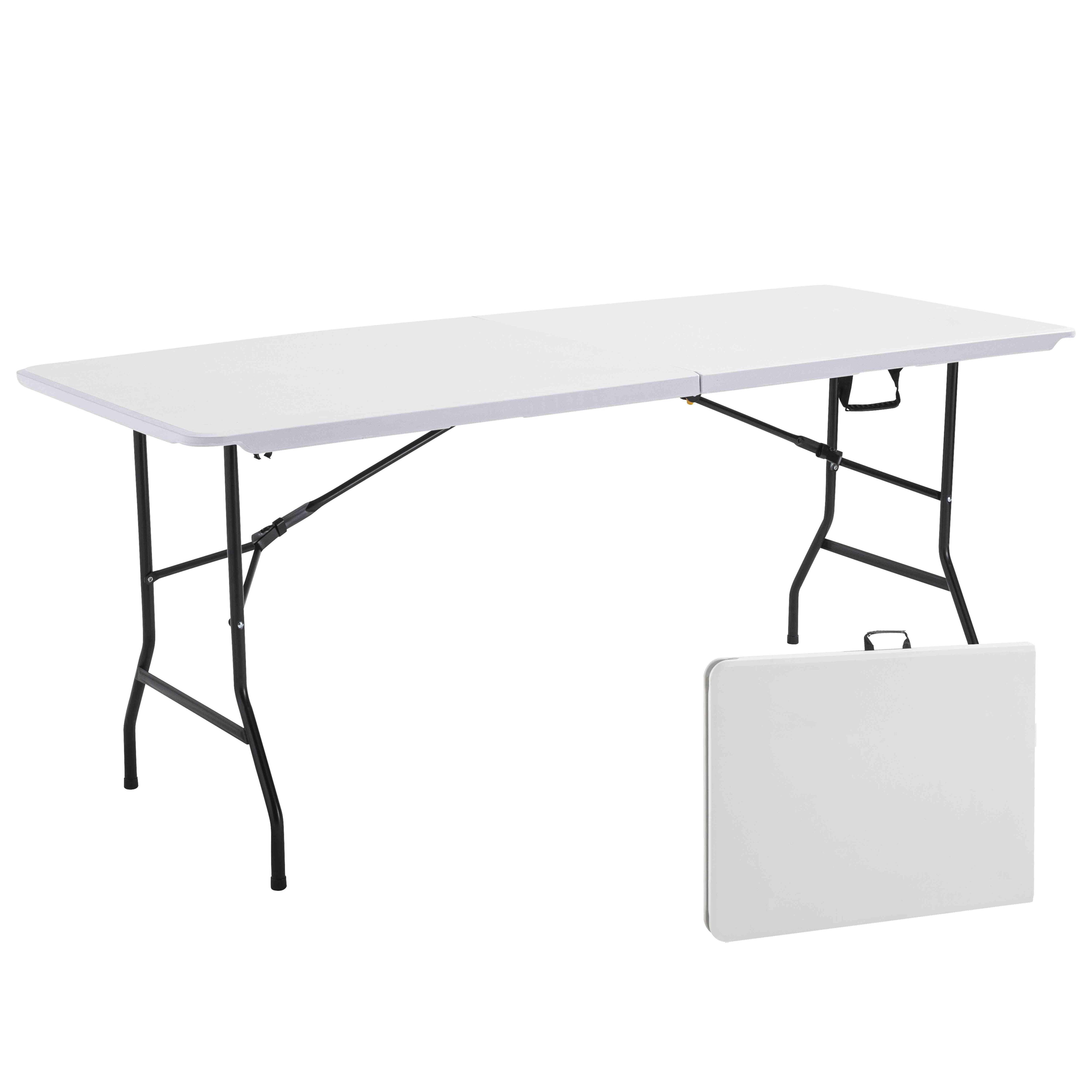Oviala - Table pliante blanche 180x70 cm en plastique 8 places format valise Kiosk - Oviala - Imagen 6