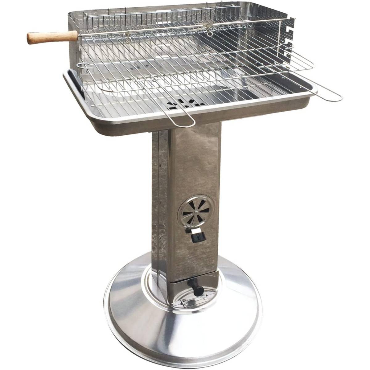 Barbecue à Charbon Inox Grille de Cuisson 58 x 38cm Broche à Rôtir - Imagen 1