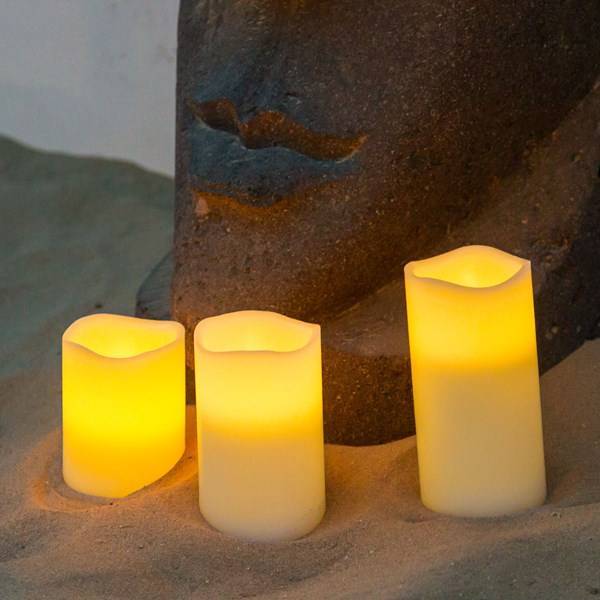 Lotti - Jeu de 3 bougies LED en cire ivoire flamme 3D piles 5-7,5-10cm LED blanc chaud Lotti - Image 4