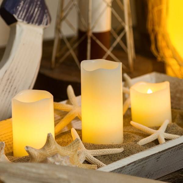 Lotti - Jeu de 3 bougies LED en cire ivoire flamme 3D piles 5-7,5-10cm LED blanc chaud Lotti - Image 10
