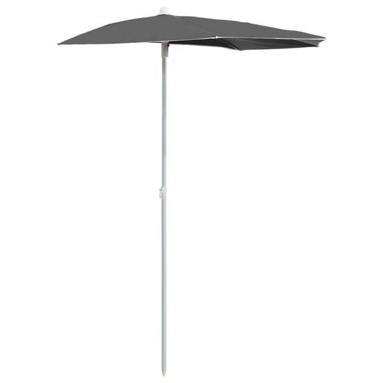 Maison Chic - Demi-parasol de jardin - Parasol d'extérieur avec mât 180x90 cm anthracite P151 - Image 1