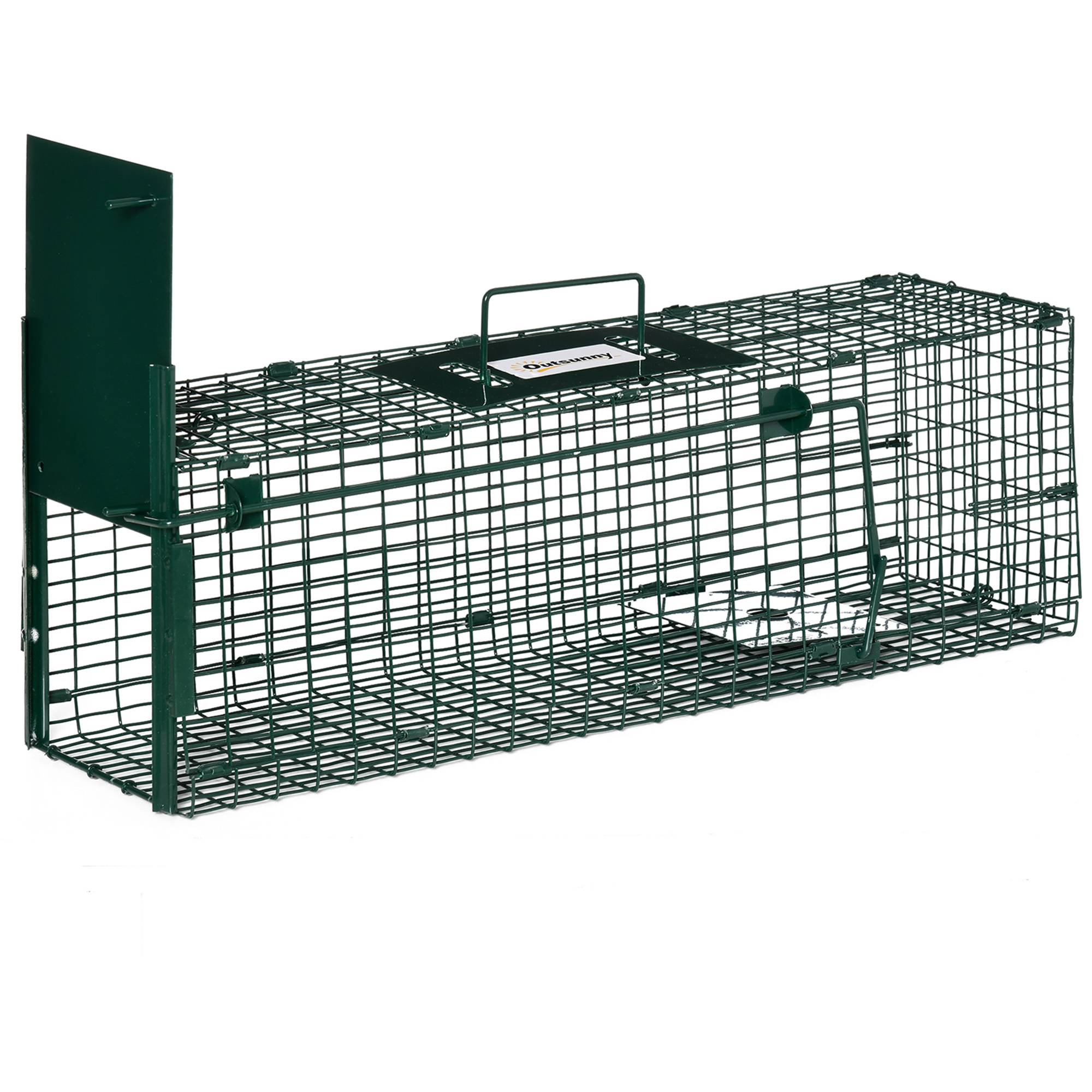 Cage de capture pour animaux vivants avec porte, cage métallique avec poignée pour lapins et petits visons, 60 x 18 x 20 cm, vert foncé - Image 1