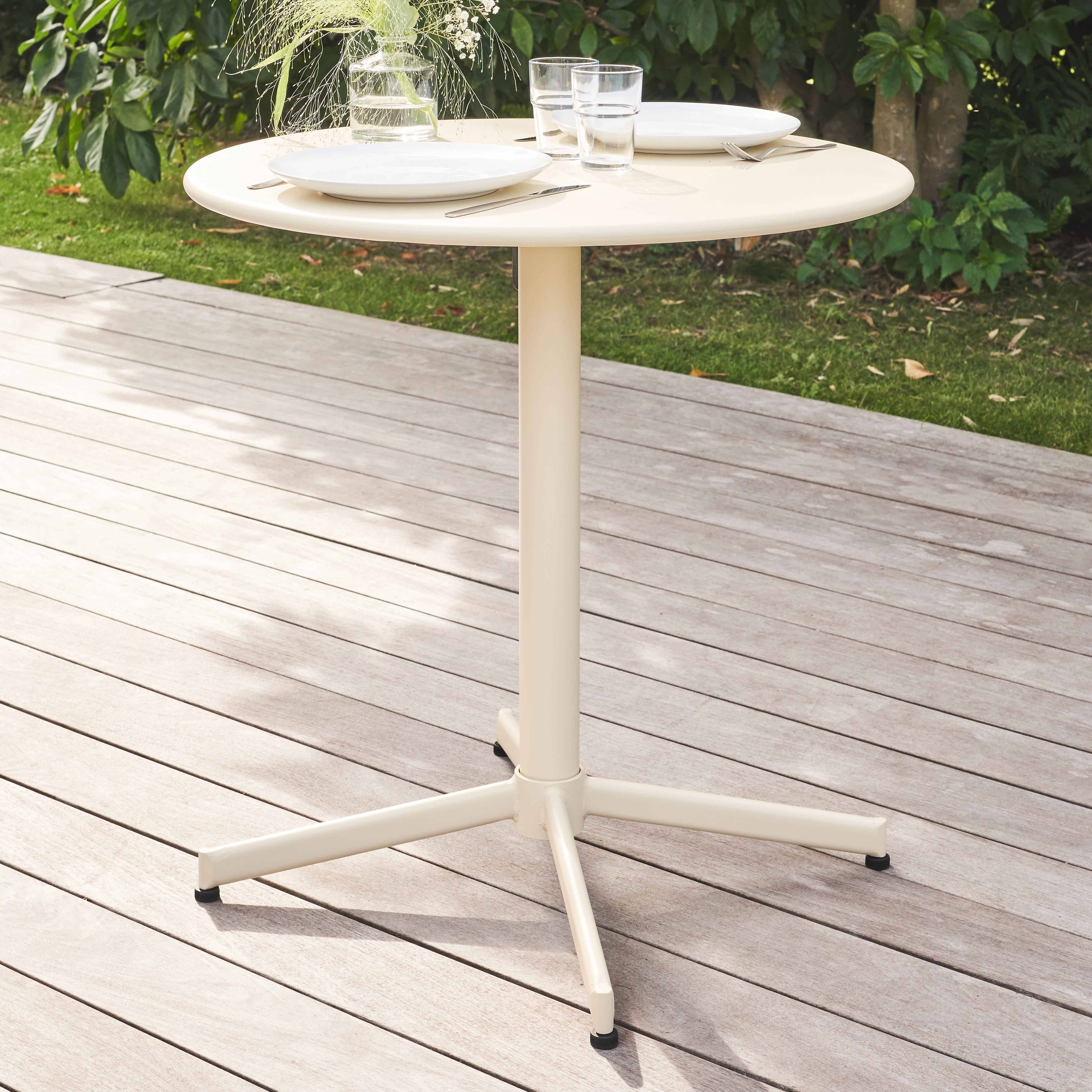 Oviala - Ensemble table de jardin et 4 fauteuils métal ivoire Palavas - Oviala - Imagen 4