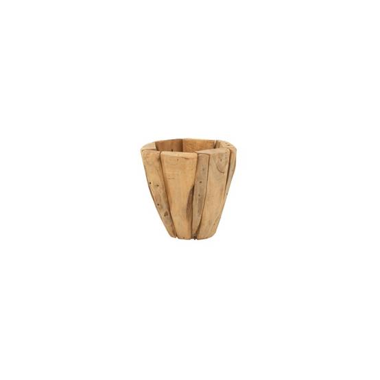 Cache-pot bois en teck naturel D.30 cm - J-Line - Image 1