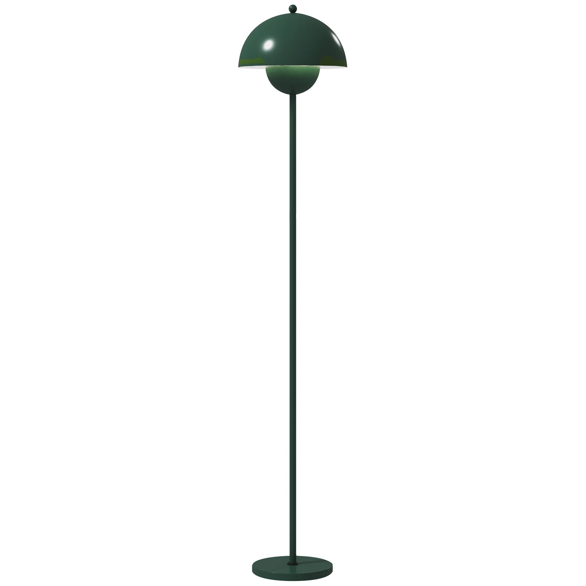 Lampadaire, abat-jour rond, interrupteur au pied, long câble, style élégant, acier, vert - Image 1