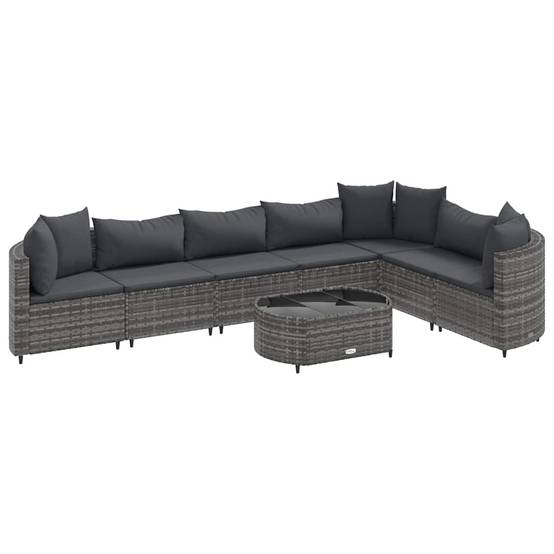 Salon de jardin 8 personnes résine tressée modulable avec table et coussins Gris – ComfortXL Outdoor Living - Image 2