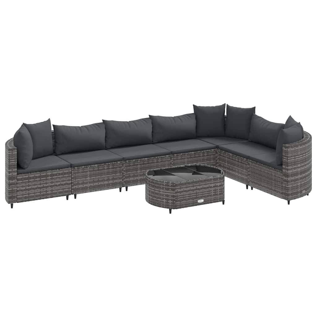 Salon de jardin 8 personnes résine tressée modulable avec table et coussins Gris – ComfortXL Outdoor Living - Image 2