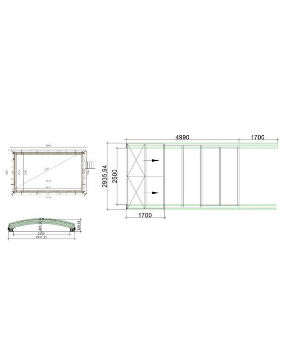 Altanka - Abri de piscine Skyline pour les modèles 5x3 m - BAS86, BAS786 - polycarbonate massif 3 mm - Couleur Ral7037 Gris - ECO322 - Imagen 2