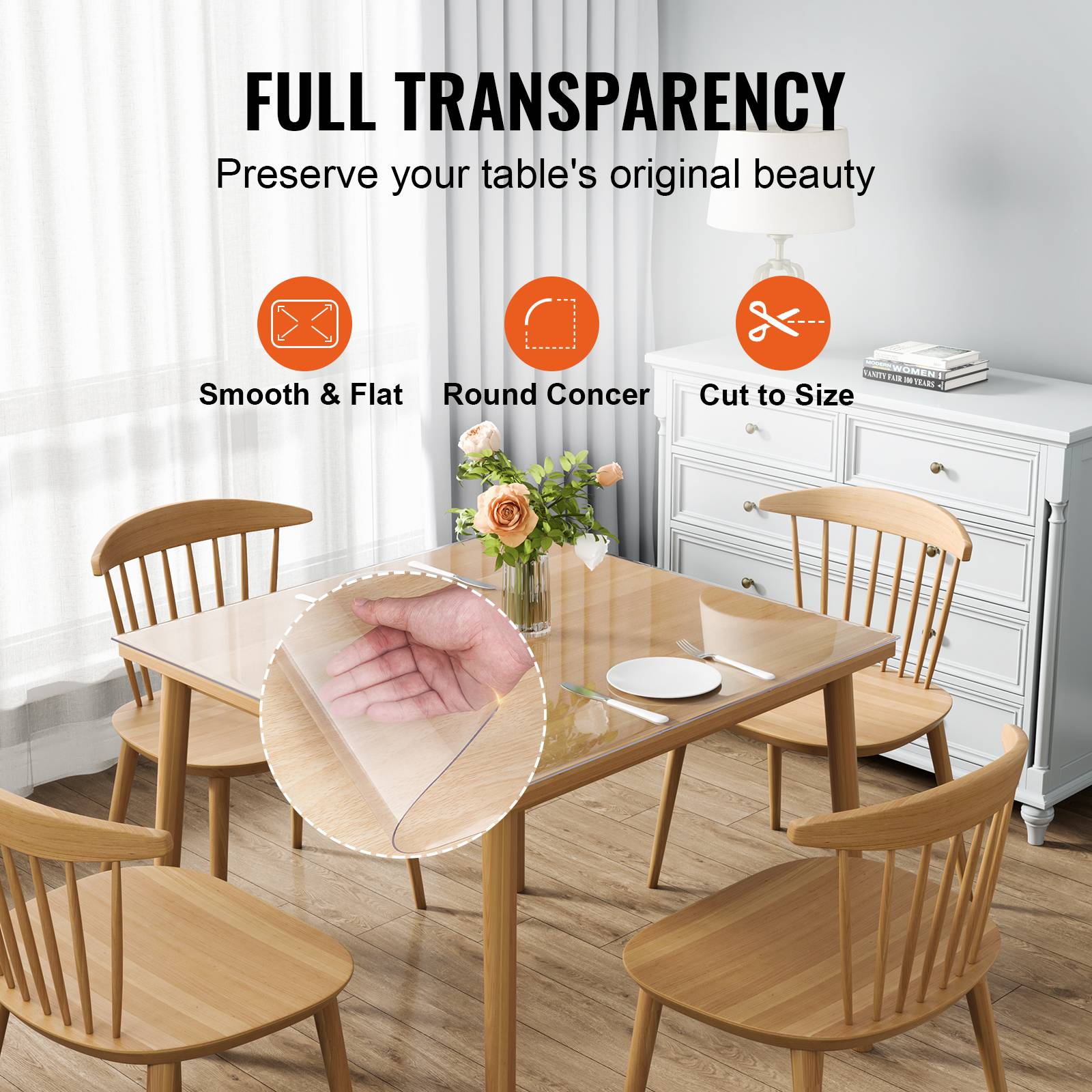 VEVOR Nappe Carrée Transparente Protection de Table en PVC 30,5x30,5x1,5 mm - Image 5