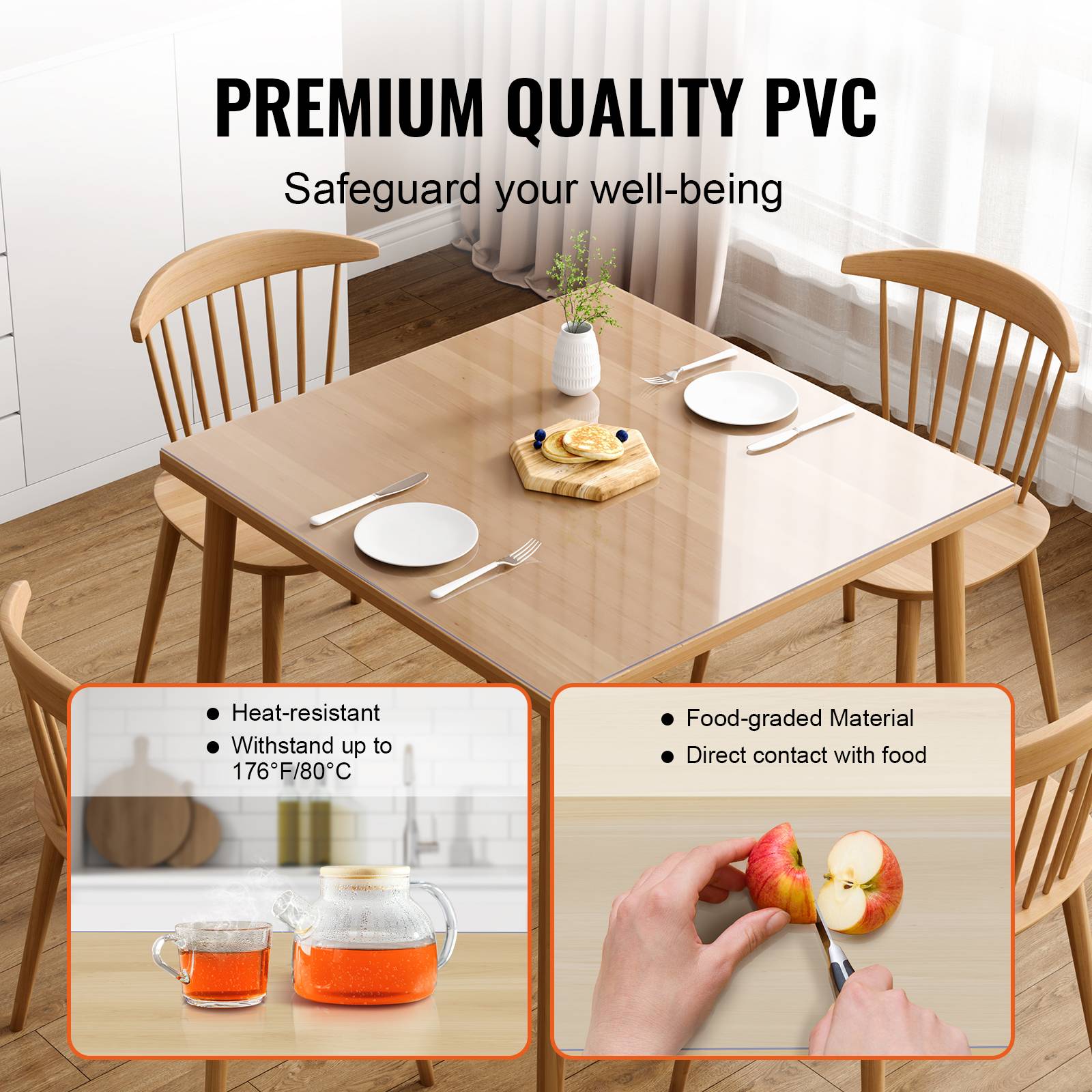 VEVOR Nappe Carrée Transparente Protection de Table en PVC 30,5x30,5x1,5 mm - Image 3