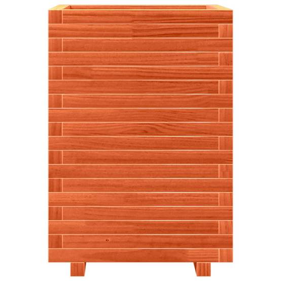 Jardinière | Pot de fleurs | Cache-pot | Bac à fleurs cire marron 50x50x72 cm bois de pin massif - Image 5