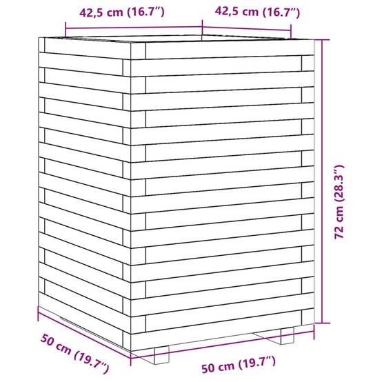 Jardinière | Pot de fleurs | Cache-pot | Bac à fleurs cire marron 50x50x72 cm bois de pin massif - Image 9