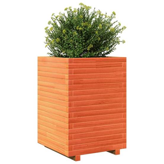 Jardinière | Pot de fleurs | Cache-pot | Bac à fleurs cire marron 50x50x72 cm bois de pin massif - Image 4