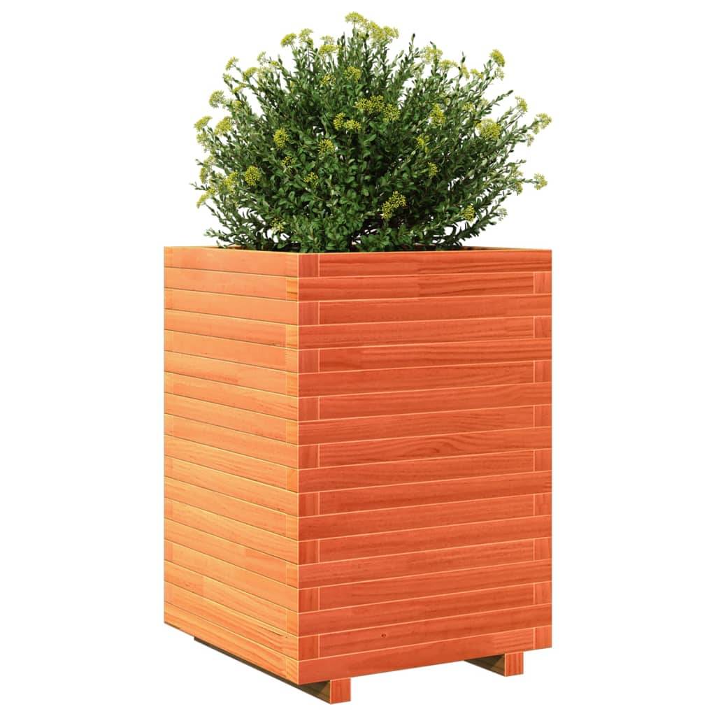 Jardinière | Pot de fleurs | Cache-pot | Bac à fleurs cire marron 50x50x72 cm bois de pin massif - Image 4