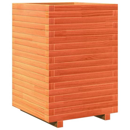 Jardinière | Pot de fleurs | Cache-pot | Bac à fleurs cire marron 50x50x72 cm bois de pin massif - Image 1