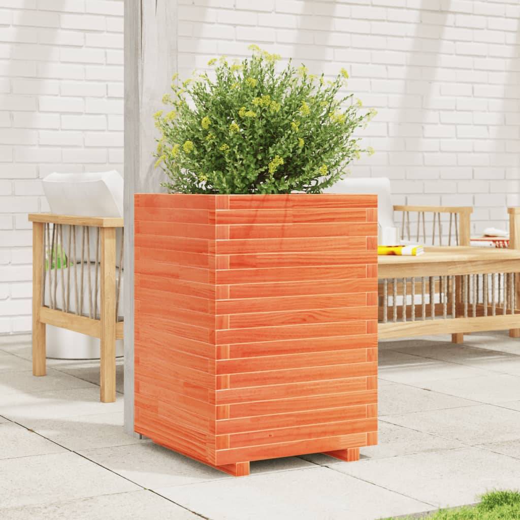 Jardinière | Pot de fleurs | Cache-pot | Bac à fleurs cire marron 50x50x72 cm bois de pin massif - Image 3