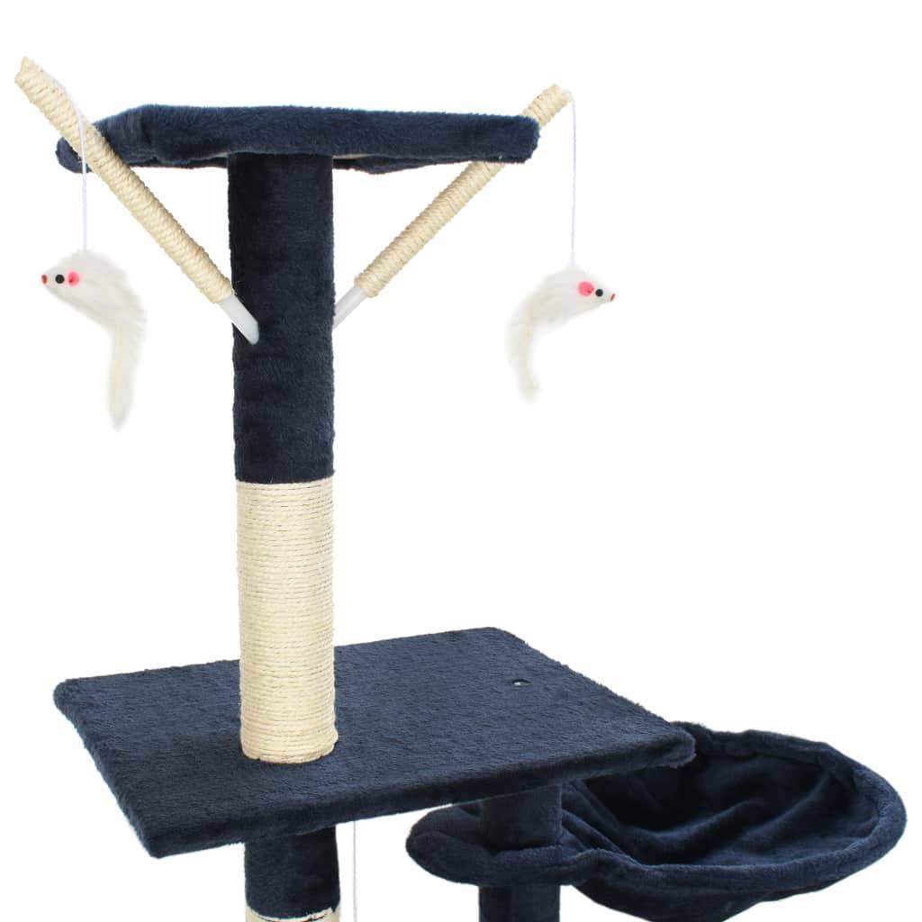 Helloshop26 - Arbre à chat griffoir grattoir niche jouet animaux peluché en sisal 230-250 cm bleu - Imagen 5