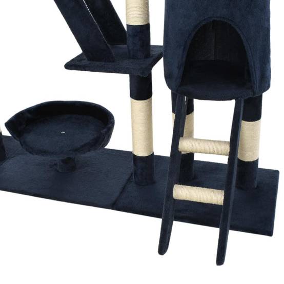 Helloshop26 - Arbre à chat griffoir grattoir niche jouet animaux peluché en sisal 230-250 cm bleu - Image 7