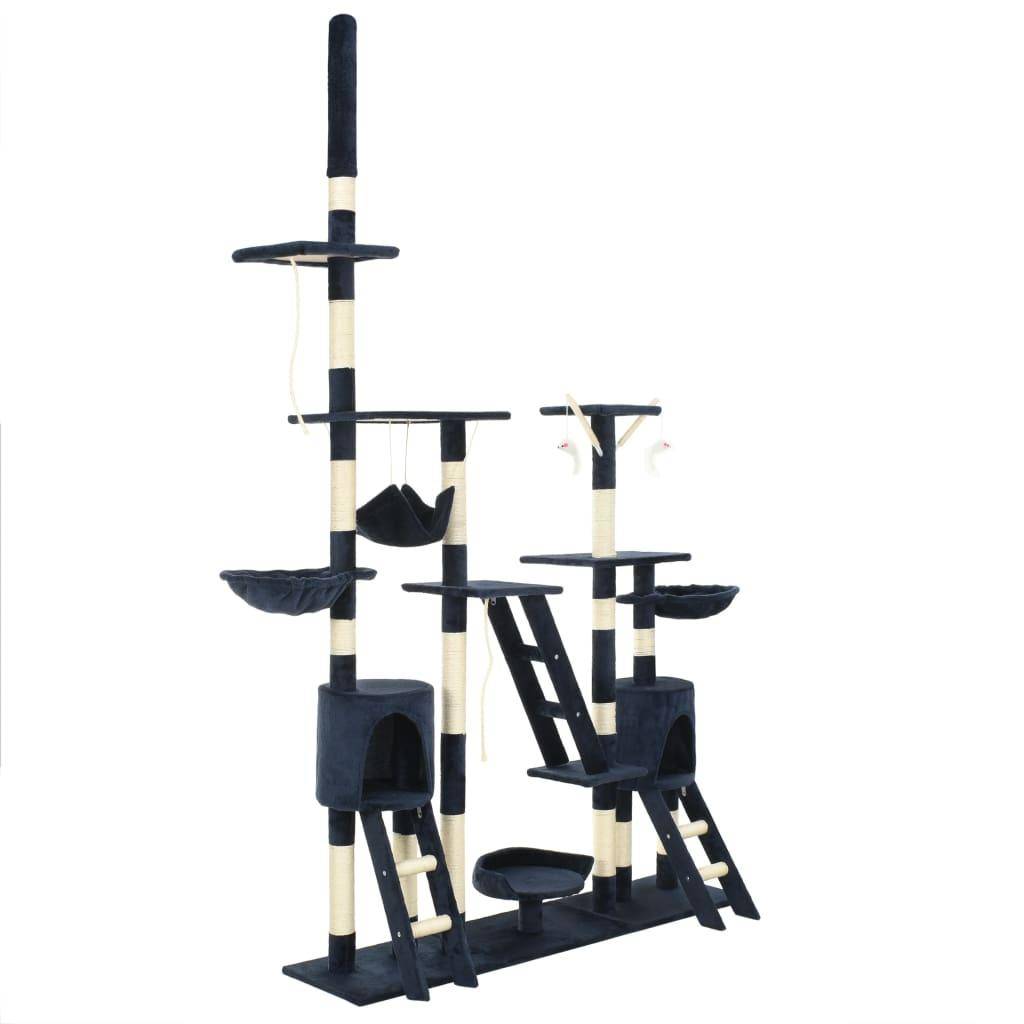 Helloshop26 - Arbre à chat griffoir grattoir niche jouet animaux peluché en sisal 230-250 cm bleu - Imagen 2