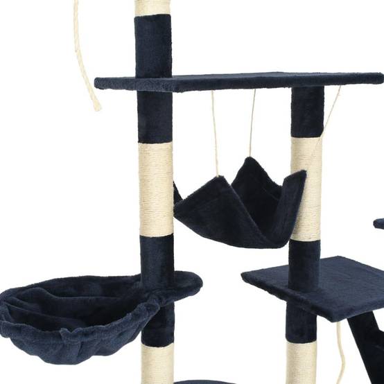 Helloshop26 - Arbre à chat griffoir grattoir niche jouet animaux peluché en sisal 230-250 cm bleu - Image 6