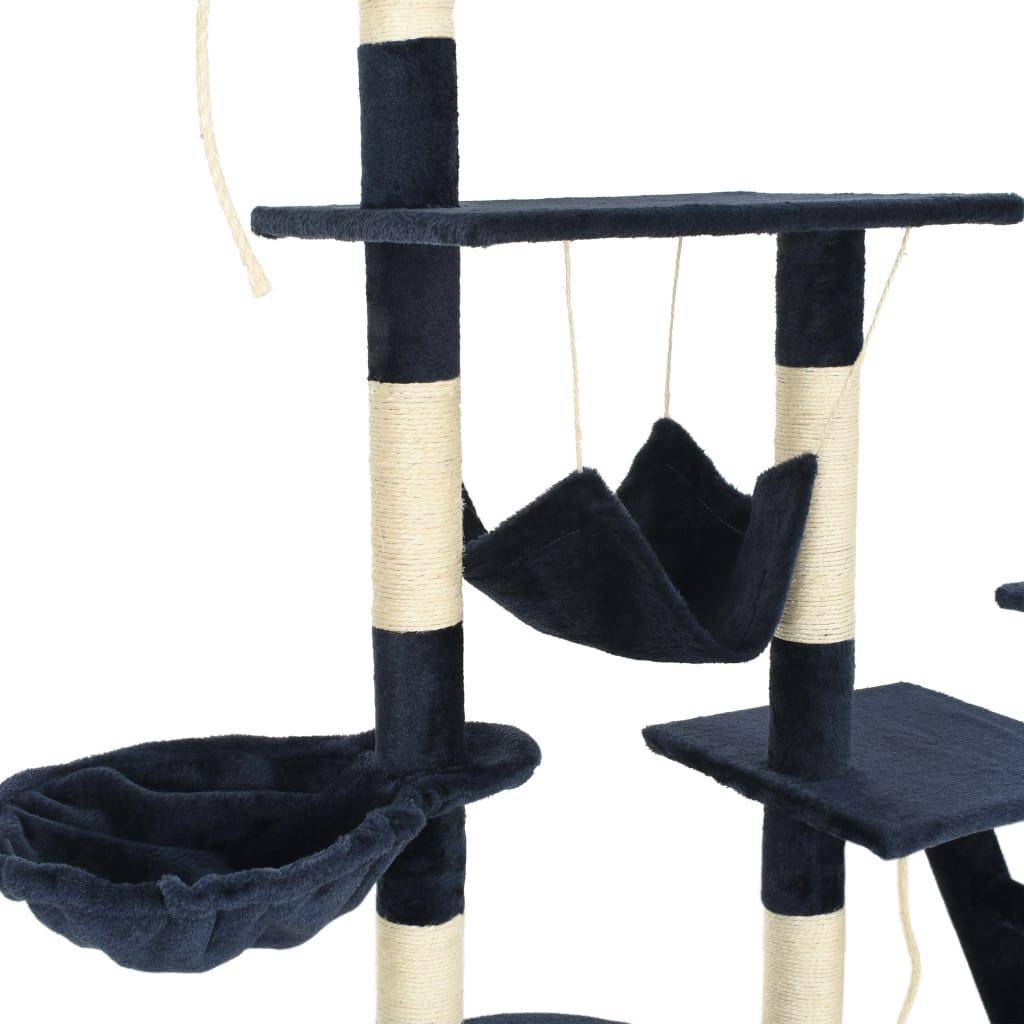Helloshop26 - Arbre à chat griffoir grattoir niche jouet animaux peluché en sisal 230-250 cm bleu - Imagen 6