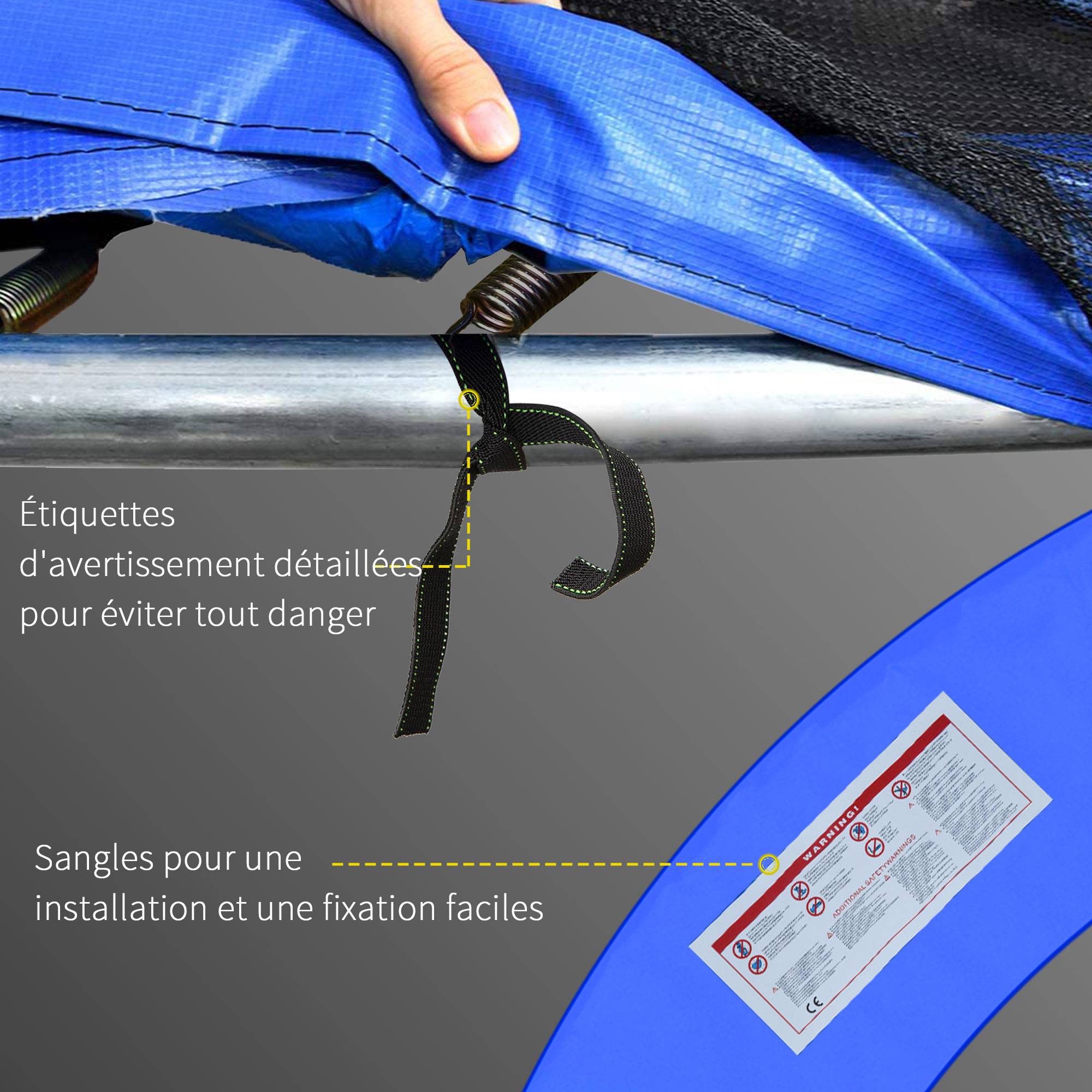 Homcom - Couvre-ressort trampoline Ø 244 cm - coussin de protection des ressorts - rembourrage 1,5 cm - PVC bleu - HOMCOM - Imagen 6