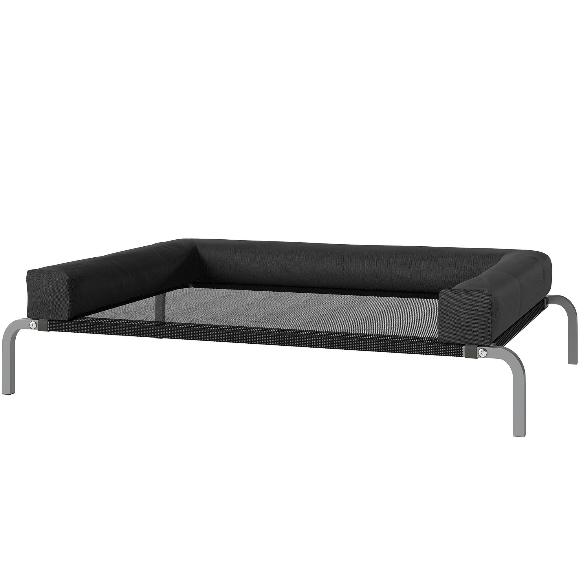Lit surélevé chien toile Oxford intérieur extérieur rafraîchissant 110x75x30cm noir - ComfortXL Outdoor Living - Image 2
