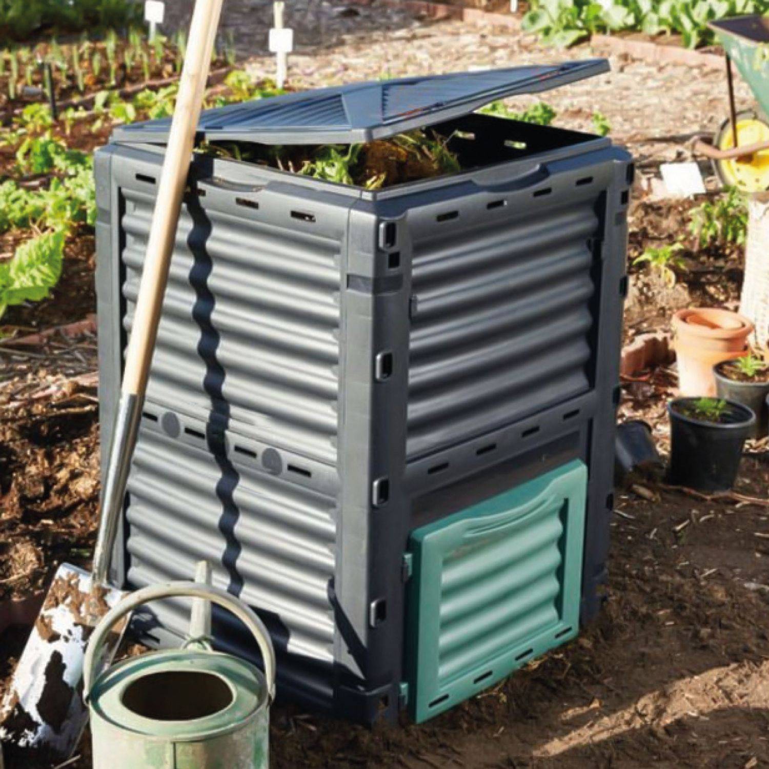 Linxor - Composteur, bac, poubelle à compost de jardin - 300 L - Noir et Vert - Linxor - Imagen 5