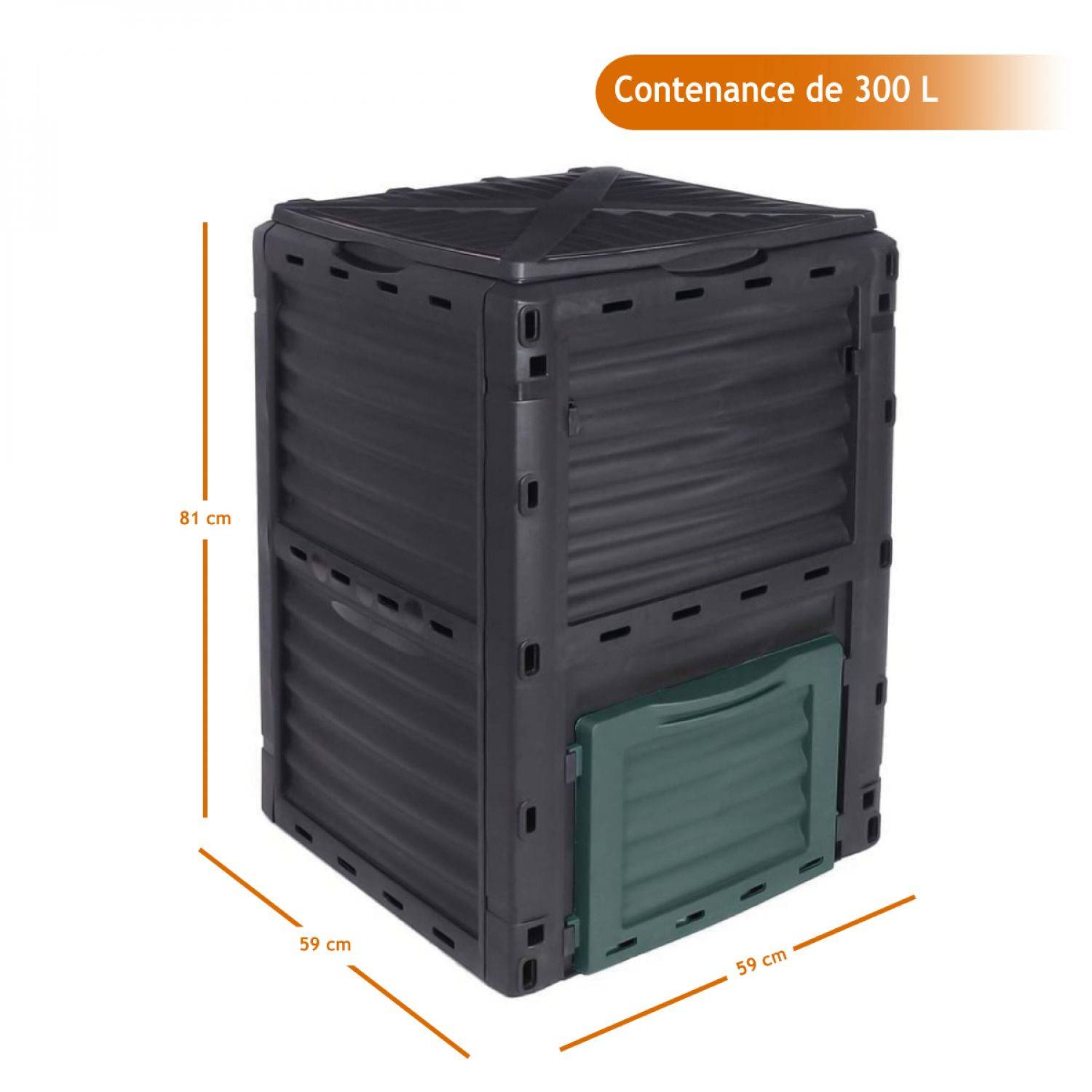 Linxor - Composteur, bac, poubelle à compost de jardin - 300 L - Noir et Vert - Linxor - Imagen 3